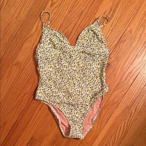 J. Crew x Liberty of London Floral One Piece Swimsuit - Yellow and White